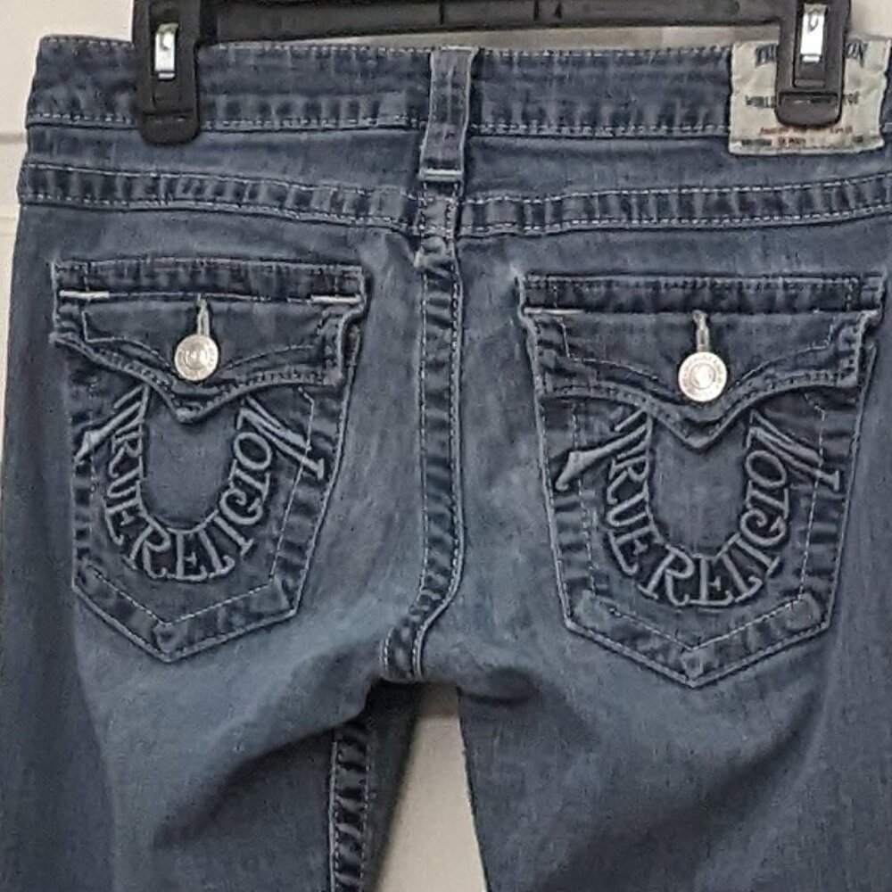 True Religion Blue Skinny Jeans with Signature Design